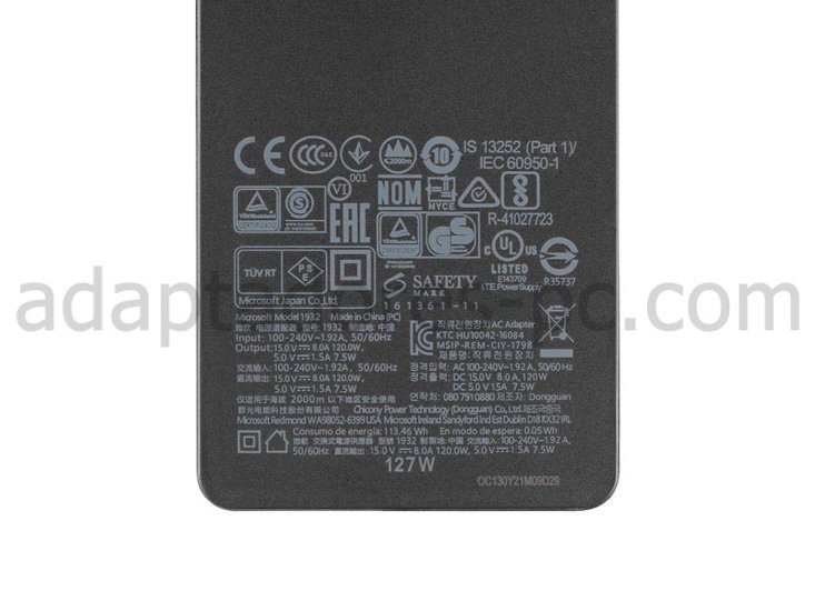 127W Cargador Microsoft Surface Go 2 AC Adaptador - Haga un click en la imagen para cerrar