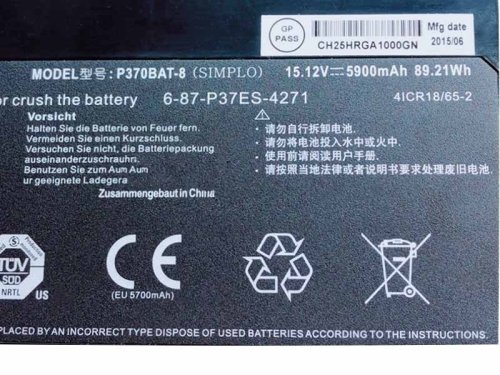 Batería Clevo 6-87-P37ES-427 5900mAh 89.21Wh