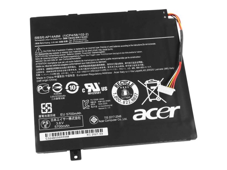 22Whr 5910mAh Batería Acer Iconia Tab 10 A3-A20-K19H A3-A20-K3EF - Haga un click en la imagen para cerrar