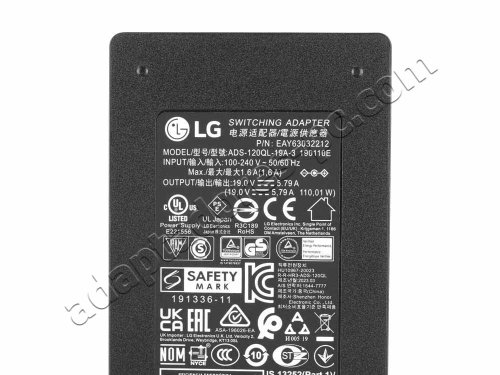 Adaptador Cargador Original LG 34UB88-P 110W + Cable