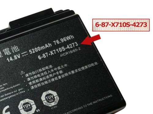 5200mAh Sager 6-87-X710S-4J72 P150HMBAT-8 Original Batería