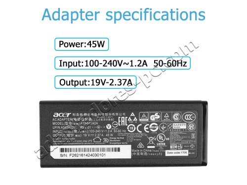 45W AC Adaptador Cargador Acer Aspire R13 R7-372T-53E0 + Cable