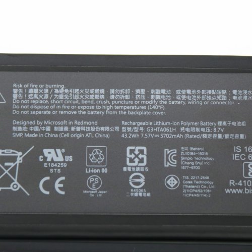 Original Batería Microsoft DYNM03 G3HTA061H 5702mAh 43.2Wh
