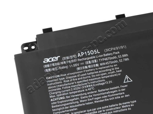 Batería Acer Predator TRITON 700 PT715-51-77DD 4670mAh 53.9Wh