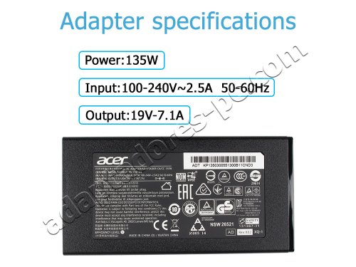 135W AC Adaptador Cargador Acer Aspire VN7-792G-70TP + Cable