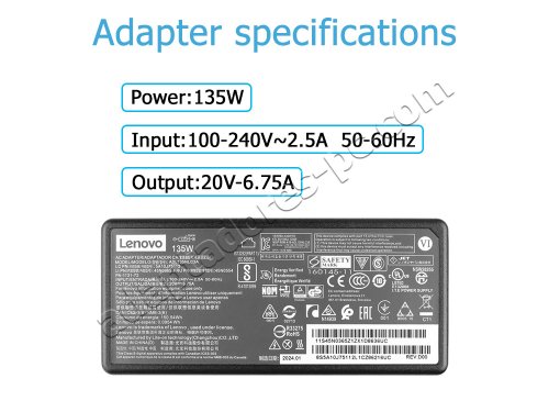 Original 135W AC Adaptador Cargador Lenovo Legion Y530-15ICH 81FV + Cable