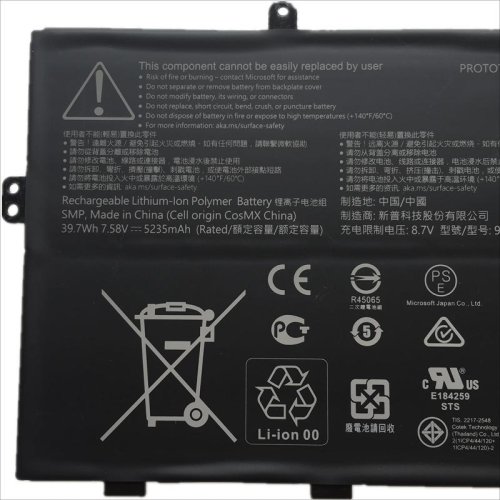 Original Batería Microsoft Surface Laptop Go 1943 5235mAh 39.7Wh