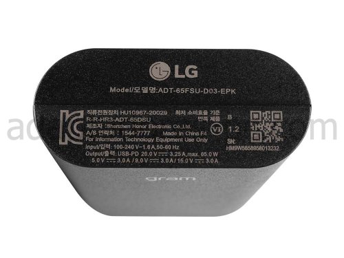 Original 65W USB-C Cargador LG EAY65895911 EAY65895901 AC Adaptador