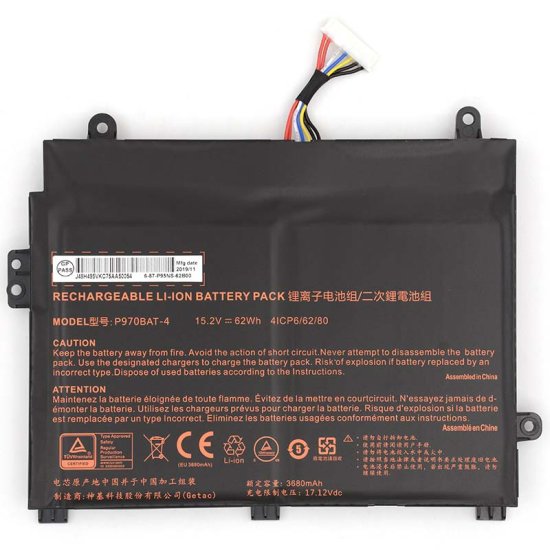 Batería Sager NP8971(P970ED) 3680mAh 62Wh - Haga un click en la imagen para cerrar