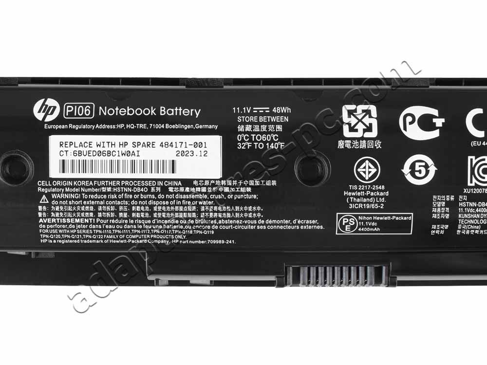 4400mAh Batería 805095-001 807231-001