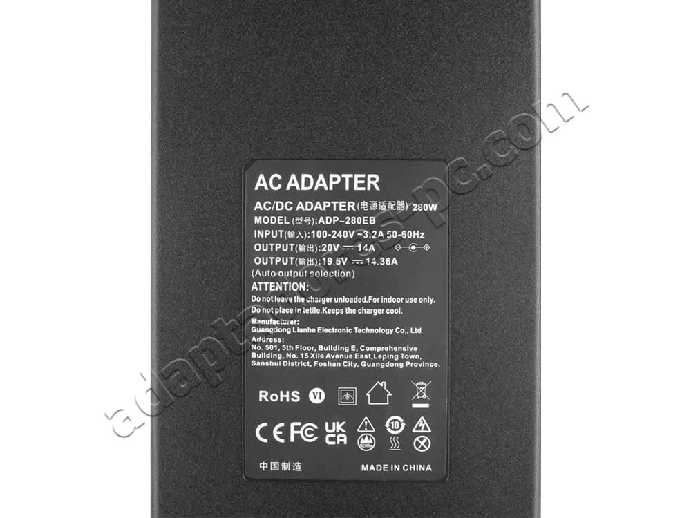 280W Cargador Acer A280A010P AC Adaptador + Cable