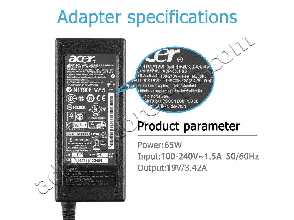 Original 65W AC Adaptador Cargador Gateway NV570P17u