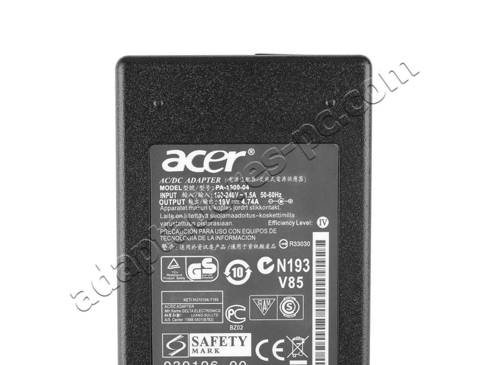 Original 90W Cargador Acer KP0900H004 AC Adaptador + Cable