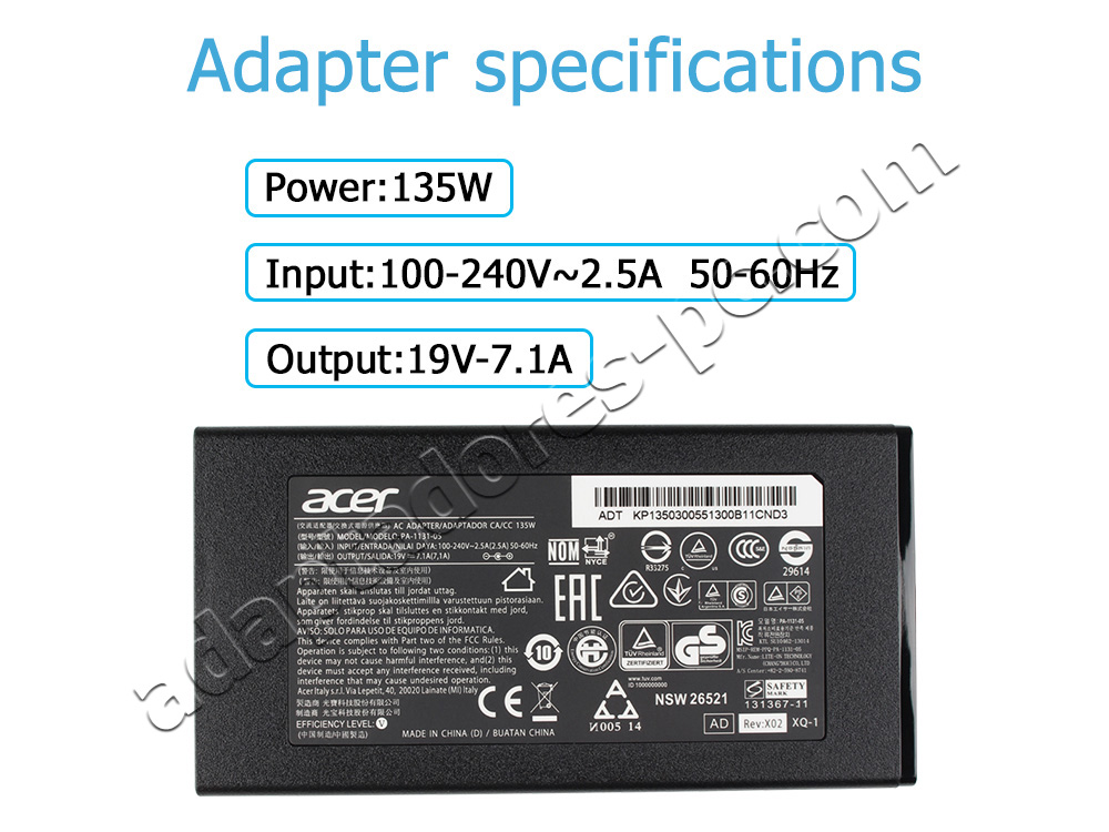 135W AC Adaptador Cargador Acer Aspire VN7-592G-73WM + Cable