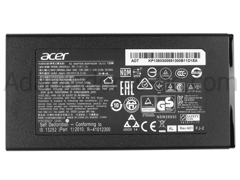 Original 135W Liteon PA-1131-07(5.5mm * 2.5mm) AC Adaptador Cargador