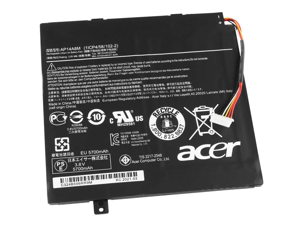 22Whr 5910mAh Batería Acer Iconia Tab 10 A3-A20-K1AY A3-A20-K7NL