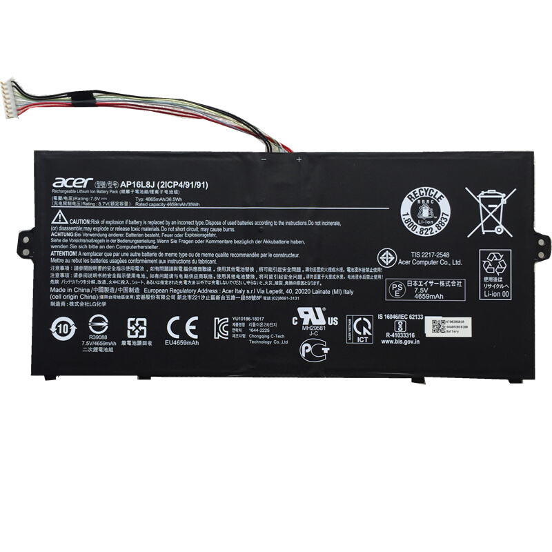 Original Batería Acer AP16L8J KT0020G010 4865mAh 36.5Wh