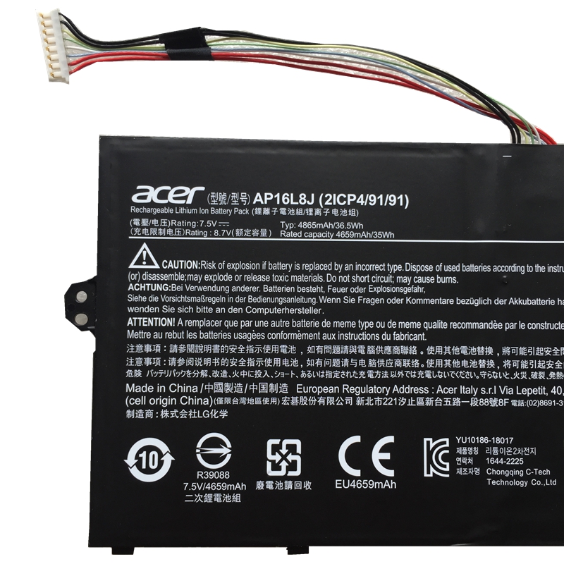 Original Batería Acer AP16L8J KT0020G010 4865mAh 36.5Wh