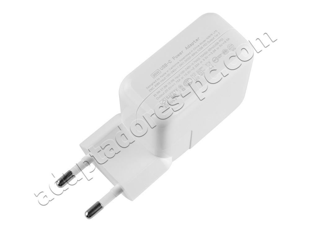 35W Dual USB-C Cargador Apple MNWP3ZM/A AC Adaptador