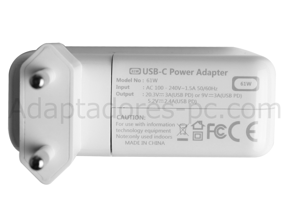 61W USB-C Apple MacBook Pro 13 2019 dos puertos Thunderbolt 3 Adaptador Cargador
