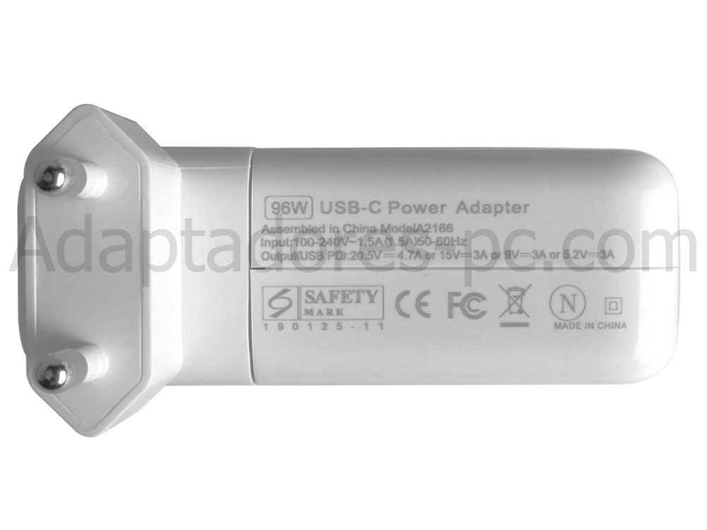 96W USB-C Apple MacBook Pro 16 2019 i9-9980HK Adaptador de alimentación Cargador