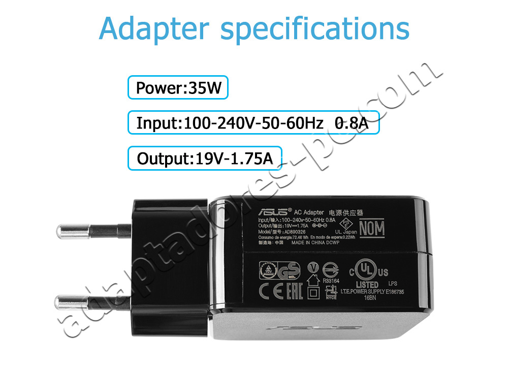 Original 33W AC Adaptador Cargador Asus VivoBook F200MA FX200CA