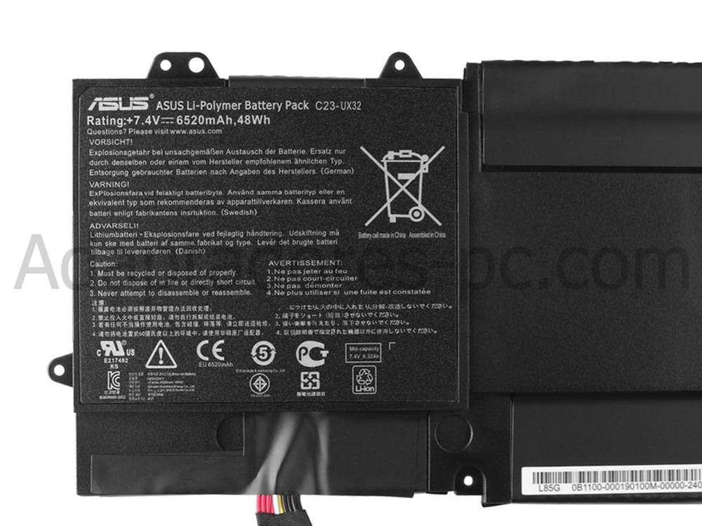 6520mAh Asus C23-UX32 Zenbook Prime Original Batería