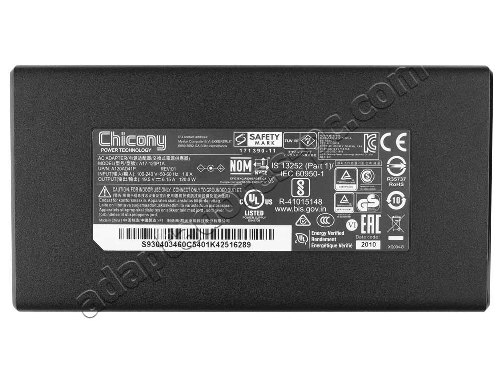 Original 120W Cargador MSI GF63 Thin 9SC-240IN AC Adaptador + Cable