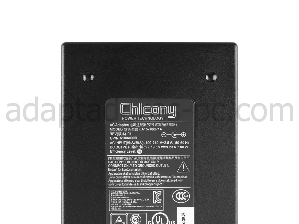 Original 180W MSI WE75 9TJ-002ES AC Adaptador Cargador