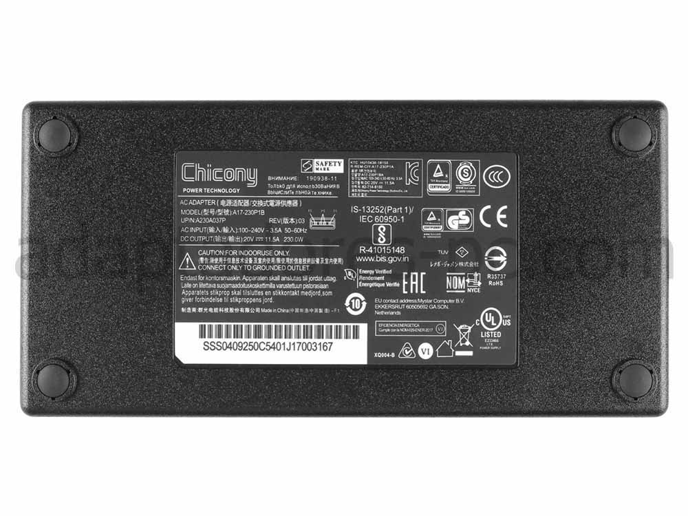 Original 230W MSI GP76 Leopard 10UG-275 AC Adaptador Cargador
