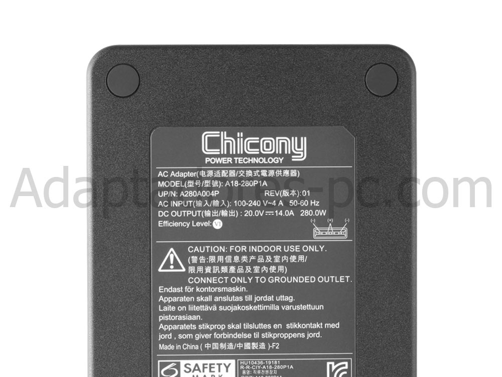 Original 280W Cargador MSI Raider GE76 12UHS MS-17K4 AC Adaptador