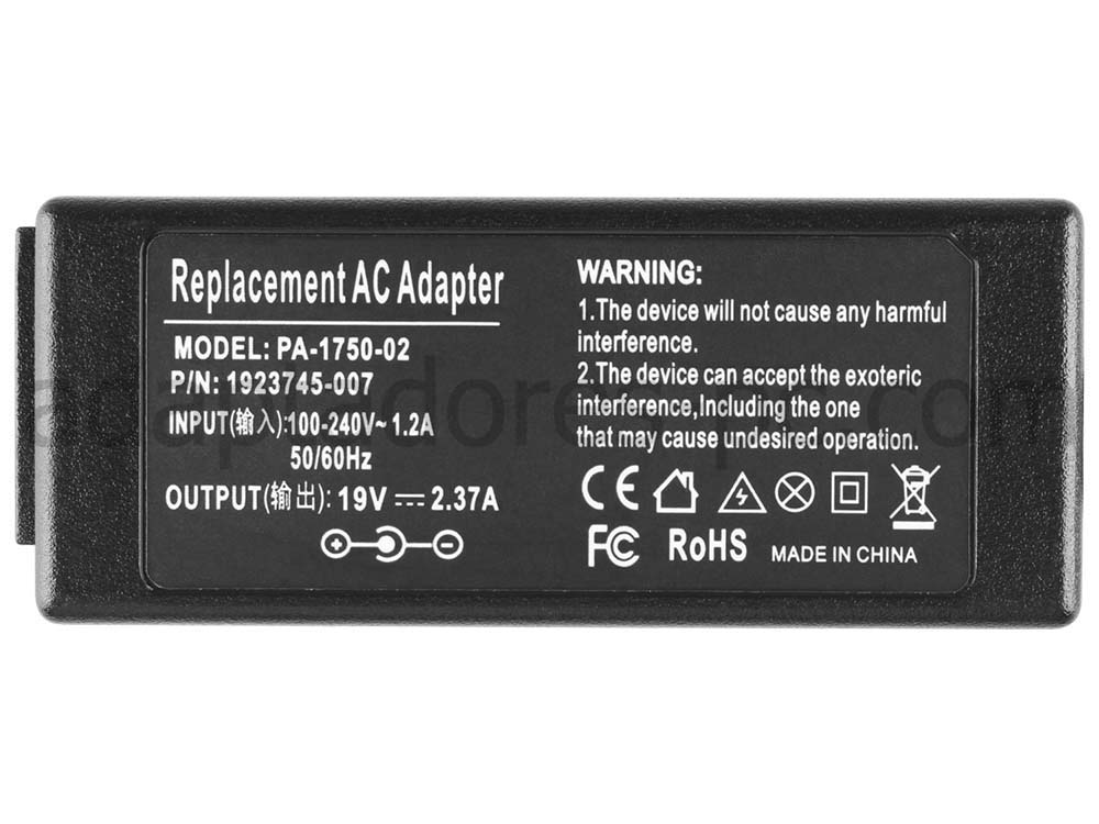 45W Cargador Clevo N240PU(4.8mm*1.7mm) AC Adaptador + Cable