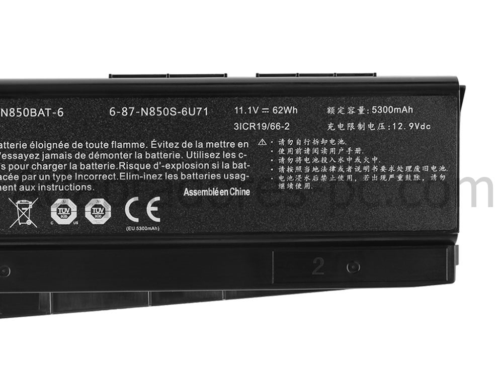 Batería Clevo N855HK1 N857HL N857HP6 5300mAh 62Wh