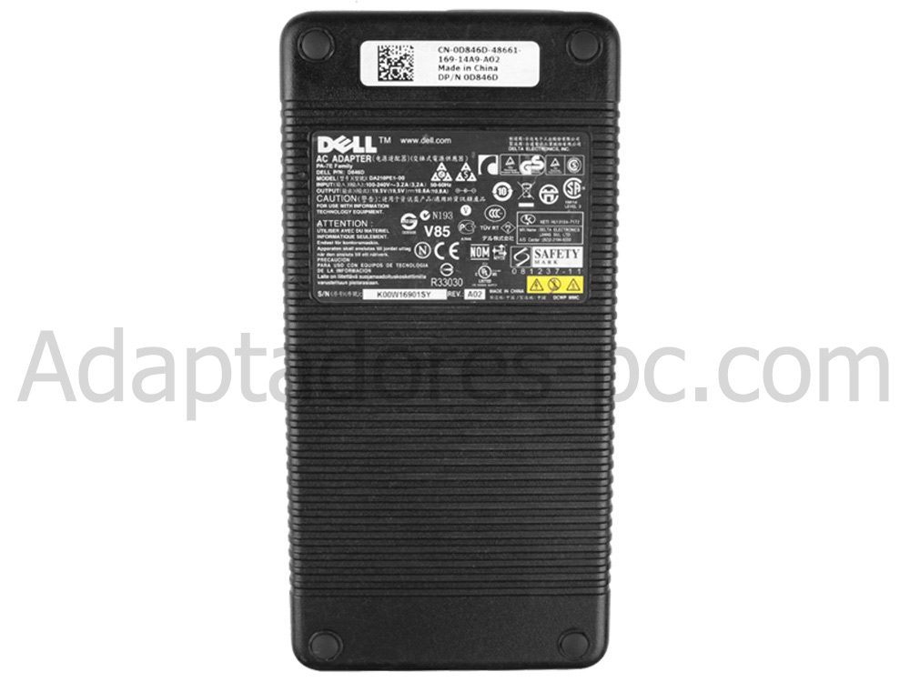 210W Dell U896K Original AC Adaptador Cargador