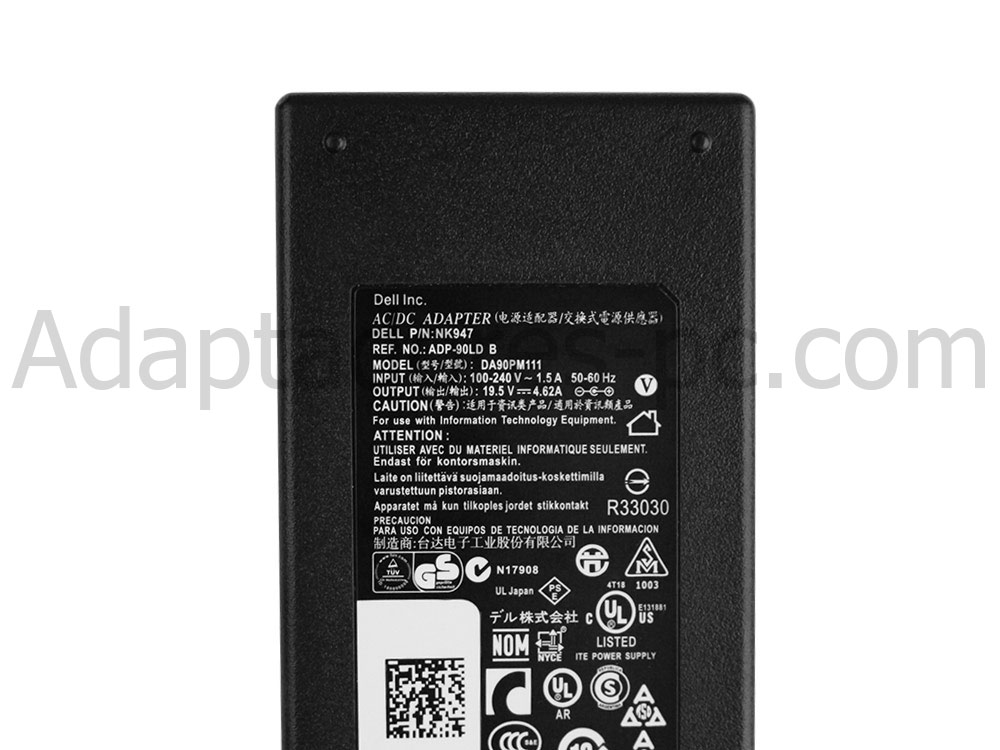 90W Dell New XPS 15z-72ELS Original AC Adaptador Cargador