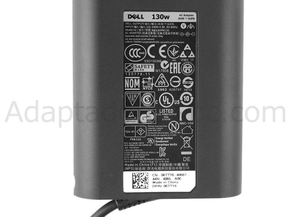 130W Dell Inspiron 7566 P65F001 Original AC Adaptador Cargador