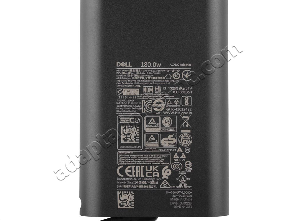 Original 180W Dell P42F P42F001 P18E P18E001 AC Adaptador Cargador