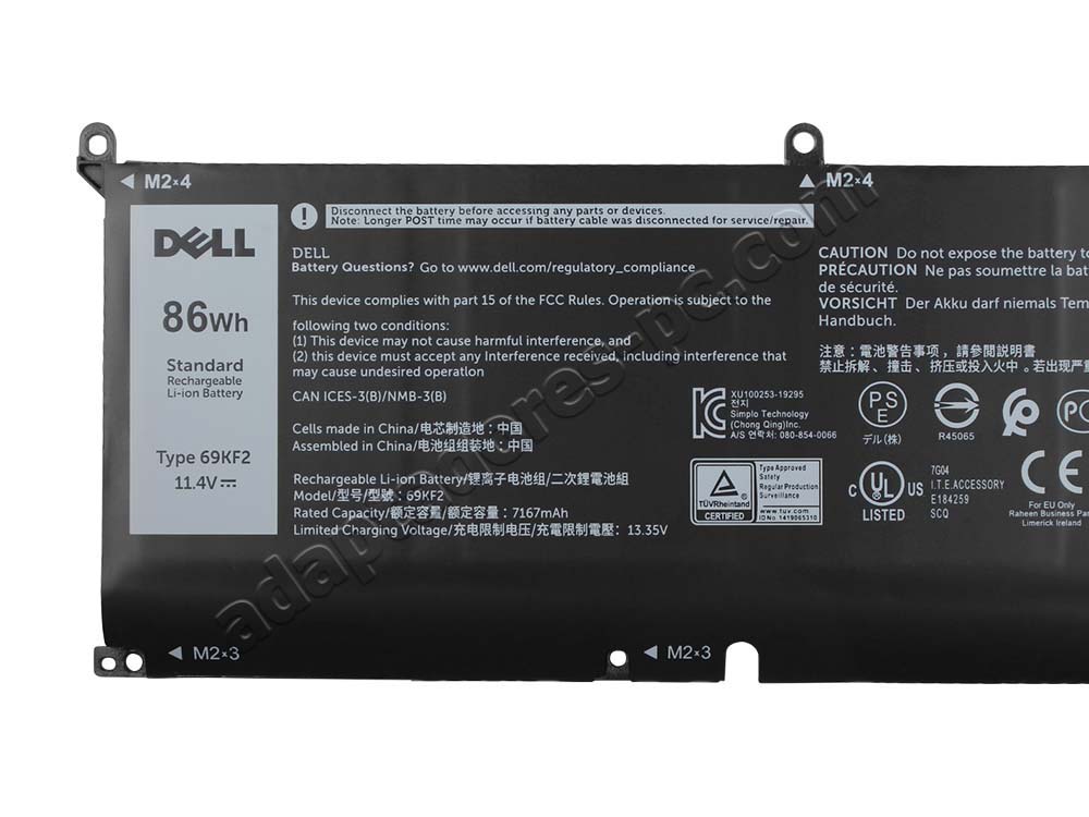 Original Batería Dell Alienware m15 R7 AMD P109F P109F008 7167mAh 86Wh