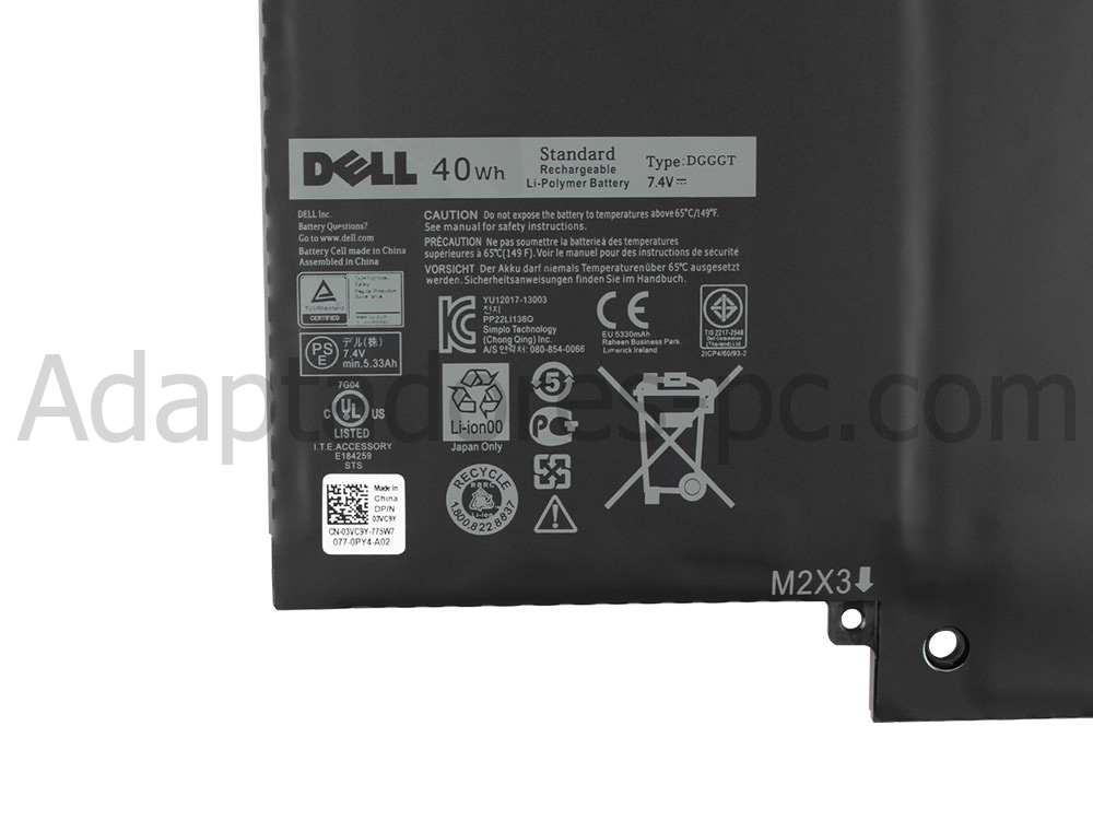5400mAh 40Wh Batería Dell XPS 11R 11R-1508T
