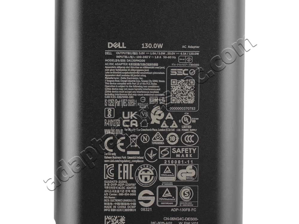 Original 130W USB-C GaN Cargador Dell Precision 3561 Workstation AC Adaptador + Cable
