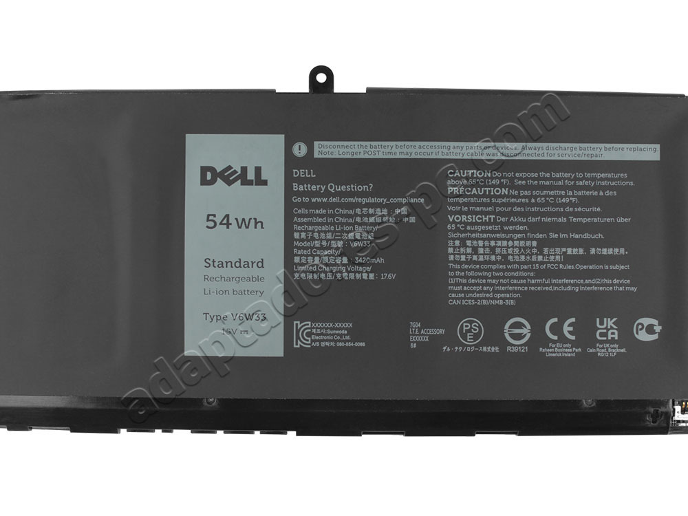 Original Batería Dell Latitude 3520 P108F 3600mAh 54Wh