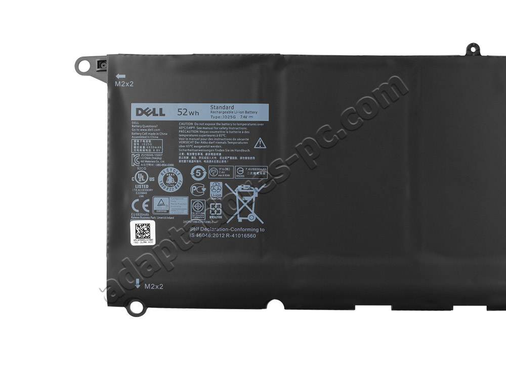 52Whr Batería Dell JD25G RWT1R XPS 13 9343 P29G004
