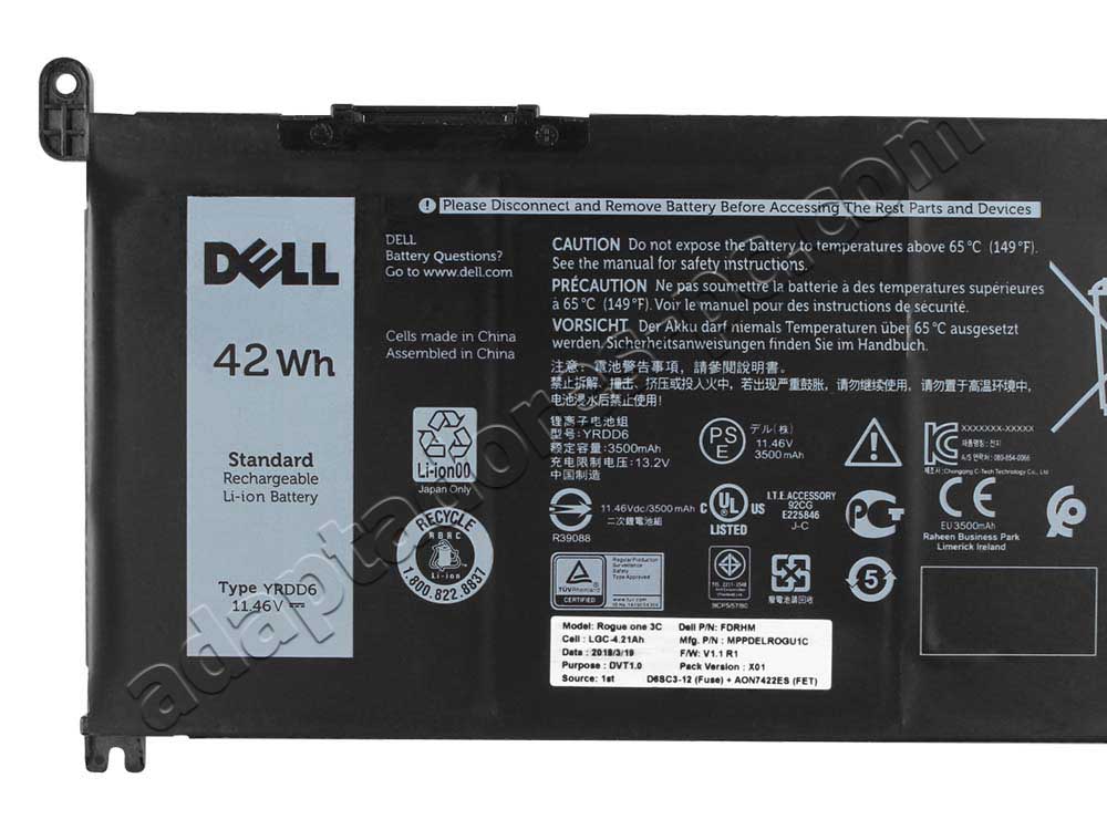 Original Batería Dell Inspiron 3502 P90F P90F003 3500mAh 42Wh