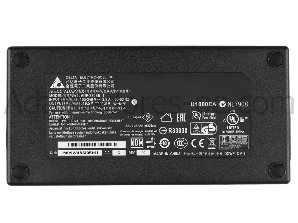 Original 230W MSI Vortex G25 8RD-049IT AC Adaptador Cargador