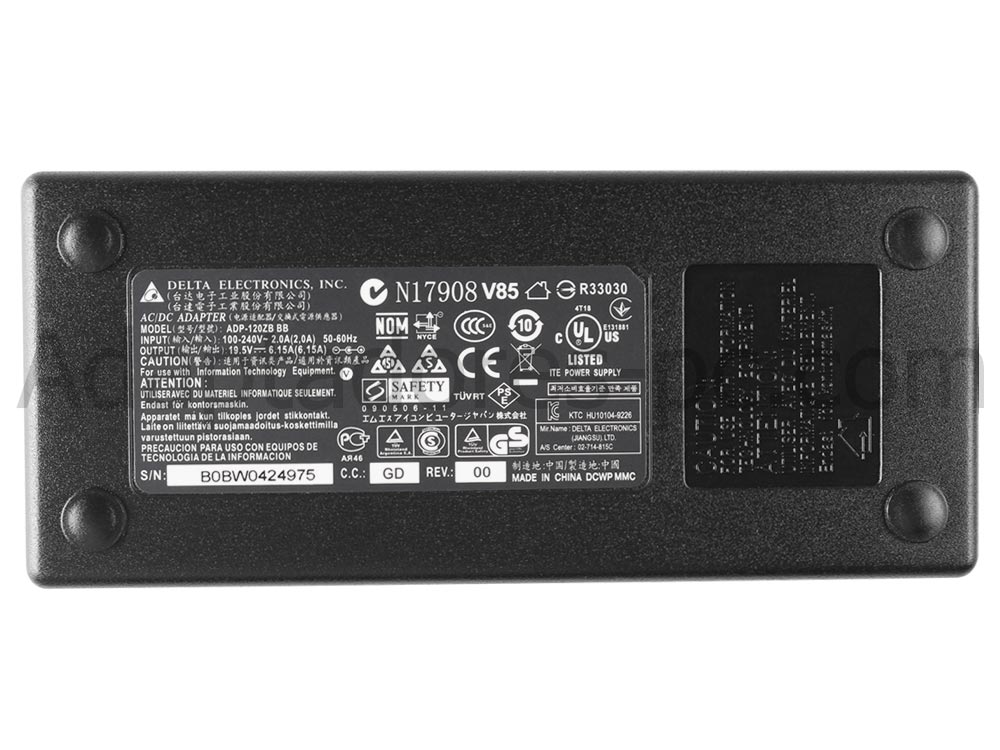 Original 120W AC Adaptador Cargador Clevo W670SJQ W670SJQ1
