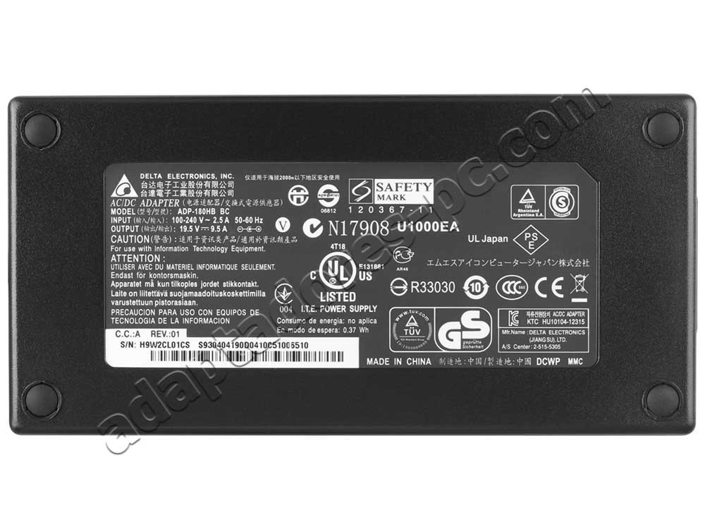 Original 180W AC Adaptador Cargador Schenker XMG P706 P706-VE-wrt