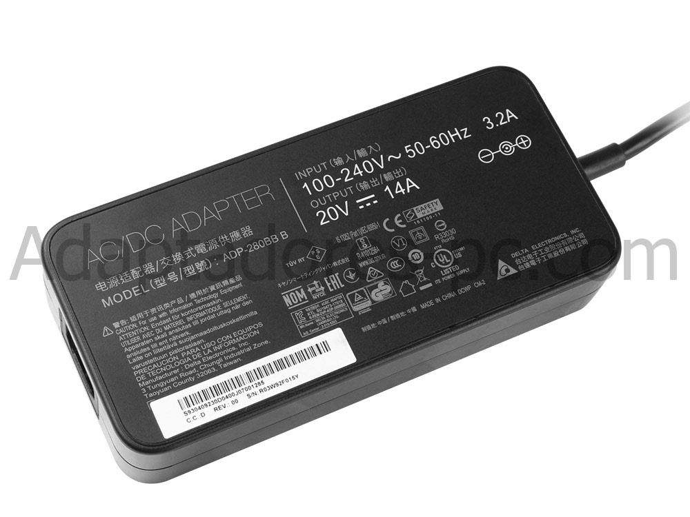 Original 280W MSI GE65 Raider 9SF-003ES（7.4mm*5.0mm）Adaptador Cargador