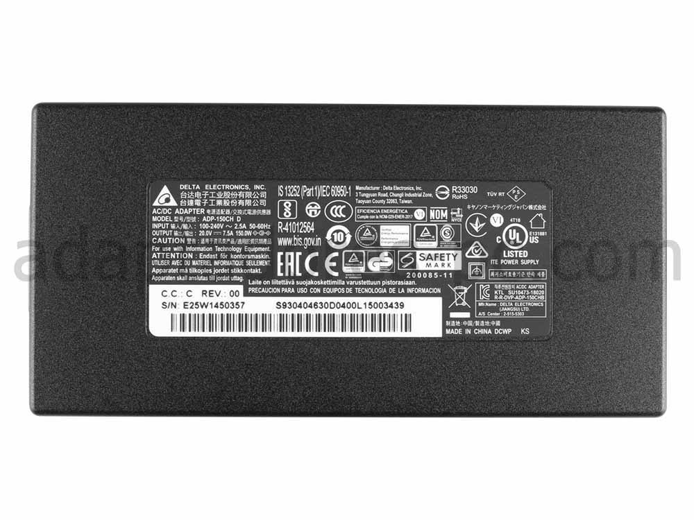 Original 150W Cargador MSI Katana GF76 11UCK MS-17L2 AC Adaptador + Cable