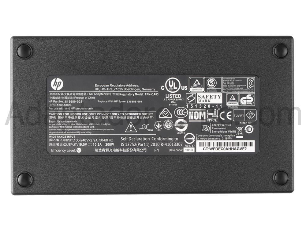 Original 200W Cargador HP Victus Gaming 15-fa1000 AC Adaptador + Cable