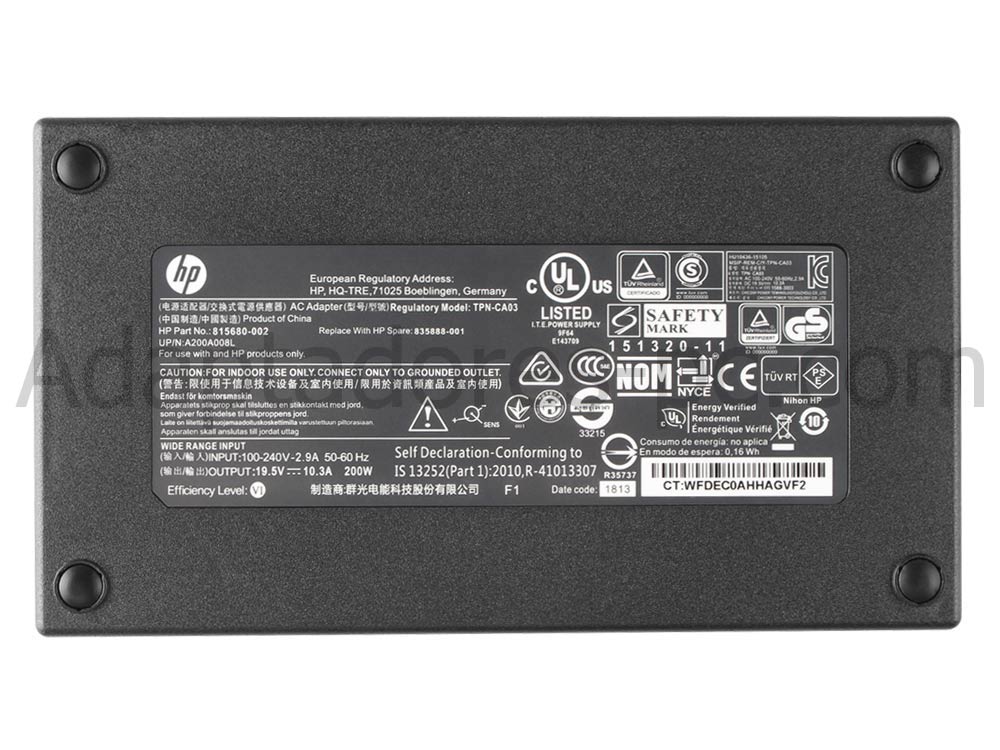 Original 200W HP ENVY 27-p200 Touch AC Adaptador Cargador